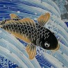 Furoshiki 118x118 bleu - motifs de carpes