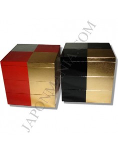 Boite à bento Jûbako 3 étages - Feuilles d'or et d'argent 2