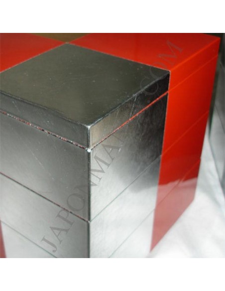 Boite à bento Jûbako 3 étages (sandanjû) - Feuilles d'or et d'argent Boite à bento Jûbako 3 étages (sandanjû) - Feuilles d'or et d'argent