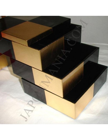 Jûbako Bento Lunch box 3-tier (sandanjû) -  Gold and silver leafs