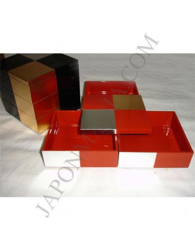 Jûbako Bento Lunch box 3-tier (sandanjû) -  Gold and silver leafs