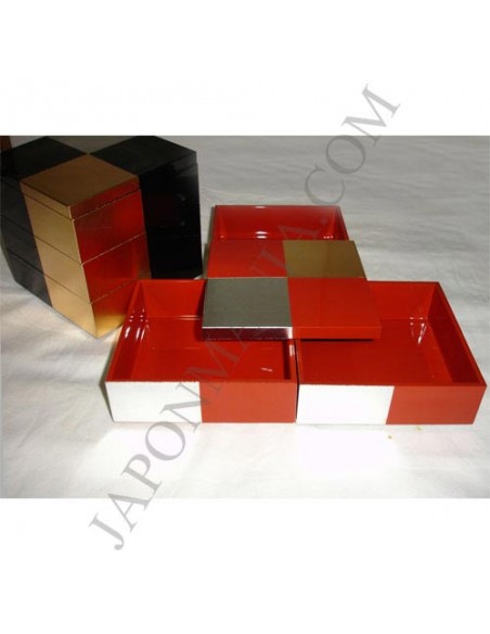 Jûbako Bento Lunch box 3-tier (sandanjû) -  Gold and silver leafs