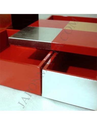 Boite à bento Jûbako 3 étages (sandanjû) - Feuilles d'or et d'argent