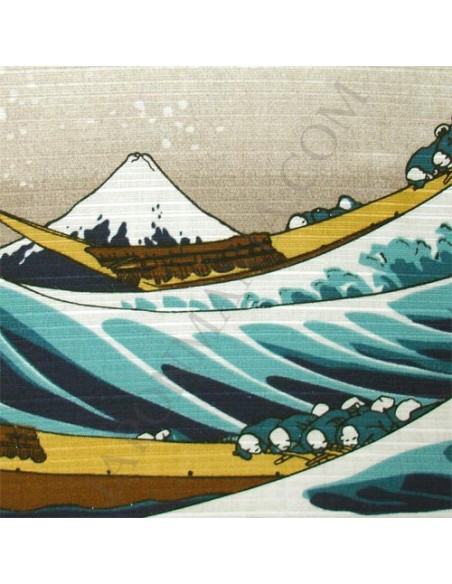 Furoshiki 48x48 beige - Hokusaï's Great Wave