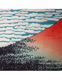 Furoshiki 50x50 bleu - Gaifû kaisei d'Hokusaï - tissu japonais 2