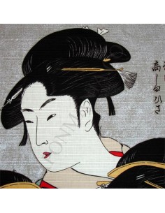 Furoshiki 48x48 gris perlé - Trois beautés de notre temps d'Utamaro 2