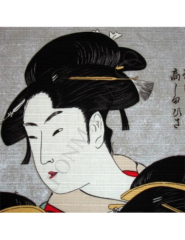 Furoshiki 48x48 gris perlé - Trois beautés de notre temps d'Utamaro