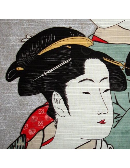 Furoshiki 48x48 gris perlé - Trois beautés de notre temps d'Utamaro