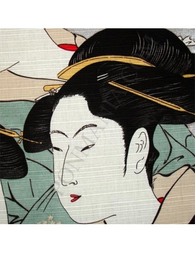 Furoshiki 48x48 gris perlé - Trois beautés de notre temps d'Utamaro