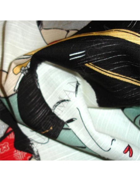 Furoshiki 48x48 gris perlé - Trois beautés de notre temps d'Utamaro