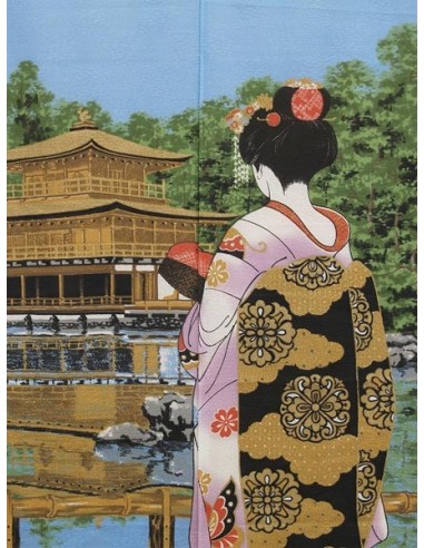 Noren en polyester - Geisha et temple Kinkakuji