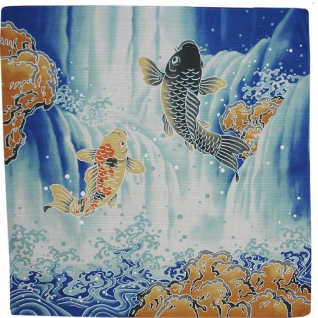 Furoshiki tissu 50x50 bleu - motifs de carpes