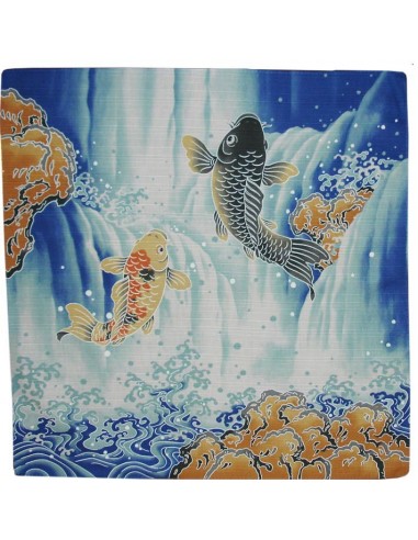 Furoshiki tissu 50x50 bleu - motifs de carpes