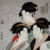 Furoshiki cloth 48x48 pearl grey - Utamaro's Three Beauties