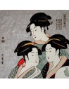 Furoshiki tissu 48x48 gris perlé - Trois beautés d'Utamaro