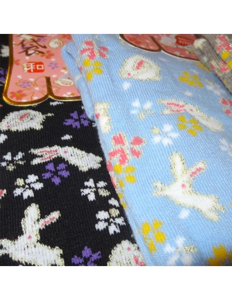 Women Tabi socks - Size 35 to 39 - Rabbits and flowers prints