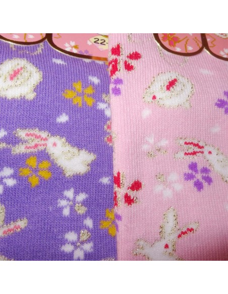 Women Tabi socks - Size 35 to 39 - Rabbits and flowers prints