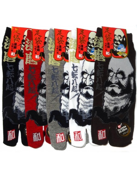 Chaussettes tabi - Pointure 39 à 43 - Motif de Bodhidharma (daruma)