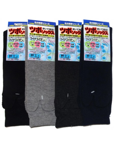 High crew reflexology tabi socks - Negative ions - Solid color.