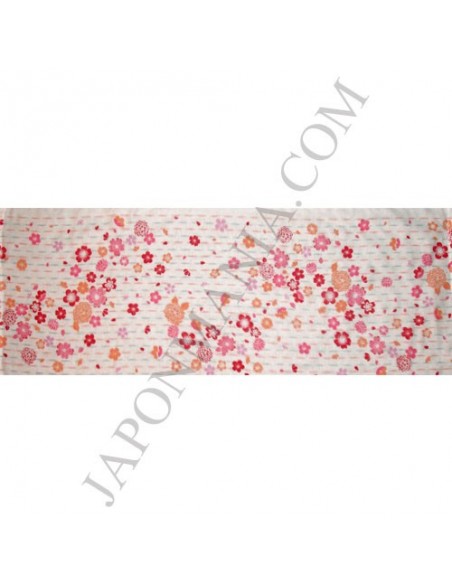 Serviette en gaze 90x34 cm - Fleurs de cerisiers et chrysanthèmes