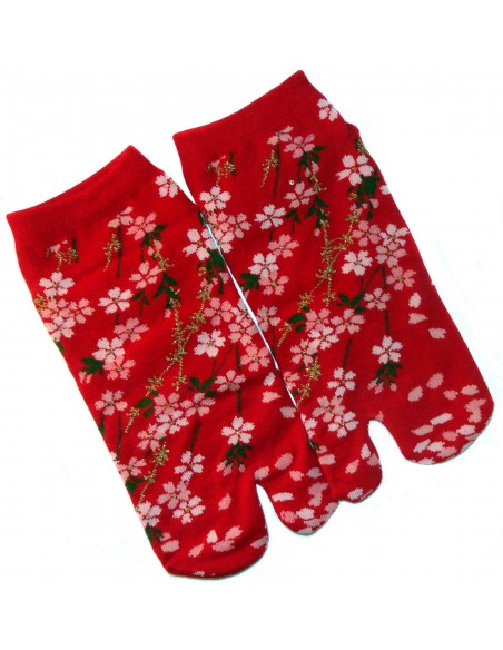 Women Tabi socks - Size 35 to 39 - Cherry blossoms prints Women Tabi socks - Size 35 to 39 - Cherry blossoms prints
