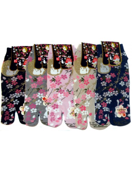 Women Tabi socks - Size 35 to 39 - Yozakura and Tsuki no Usagi prints