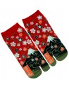 Tabi socks - Size 35 to 39 - Mount Fuji and sakura cherry blossoms