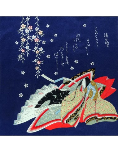 Furoshiki 67x67 bleu - motifs de Hime