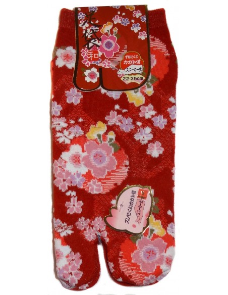Chaussettes japonaises Tabi - Du 35 au 39 - Fleurs de prunier - chaussettes orteils pour tongs Chaussettes japonaises Tabi - Du 35 au 39 - Fleurs de prunier - chaussettes orteils pour tongs