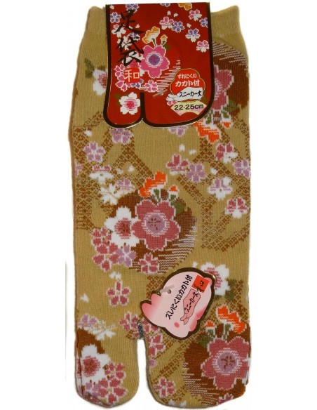 Chaussettes japonaises Tabi - Du 35 au 39 - Fleurs de prunier - chaussettes orteils pour tongs Chaussettes japonaises Tabi - Du 35 au 39 - Fleurs de prunier - chaussettes orteils pour tongs