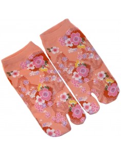 Chaussettes japonaises Tabi - Du 35 au 39 - Fleurs de prunier - chaussettes orteils pour tongs 2