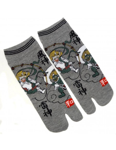 Tabi socks Size 39 to 43 - Fûjin and Raijin Gods print - Split toes socks