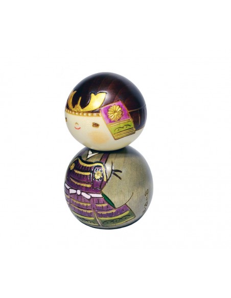 Poupée Kokeshi - Samouraï en armure - Poupée japonaise traditionnelle en bois