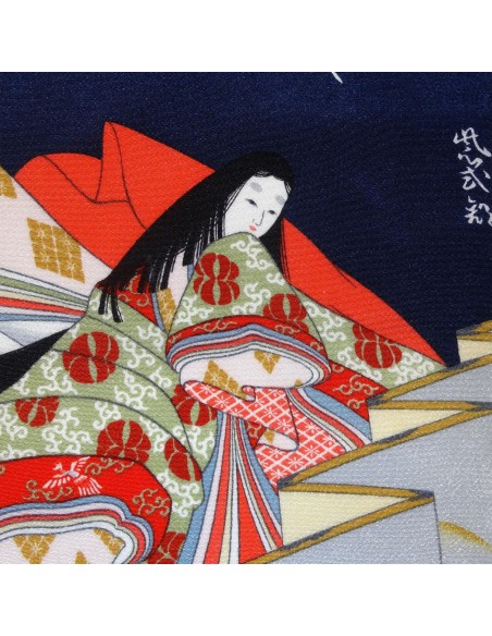 Furoshiki 67x67 bleu - Motif de Hime. Boutique en ligne de tissus japonais furoshiki. Furoshiki 67x67 bleu - Motif de Hime. Boutique en ligne de tissus japonais furoshiki.