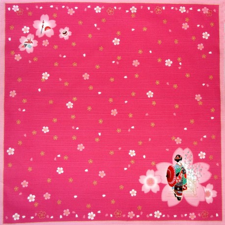 Furoshiki 50x50 - Maiko et Sakura. Tissu japonais furosiki