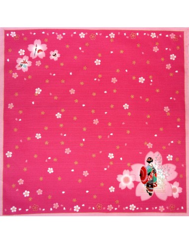 Furoshiki 50x50 - Maiko and Sakura. Japanese furoshiki cloth.