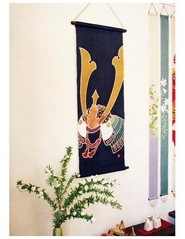 Japanese interior : hanging tapestry - Kabuto - 45x120