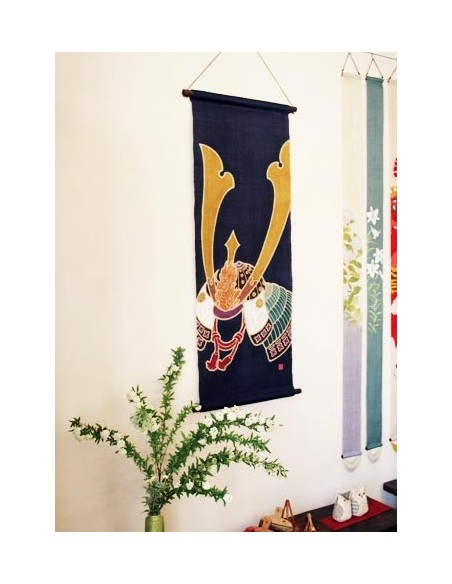 Décoration japonaise : tapisserie suspendue - Kabuto - 45x120.