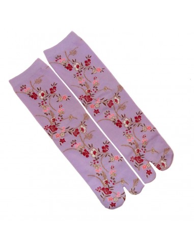 Chaussettes Tabi mi-mollet - Du 35 au 39 - Motifs floraux. Chaussettes doigts à orteils séparés