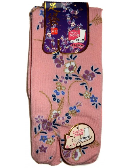 Chaussettes Tabi mi-mollet - Du 35 au 39 - Motifs floraux. Chaussettes doigts à orteils séparés Chaussettes Tabi mi-mollet - Du 35 au 39 - Motifs floraux. Chaussettes doigts à orteils séparés