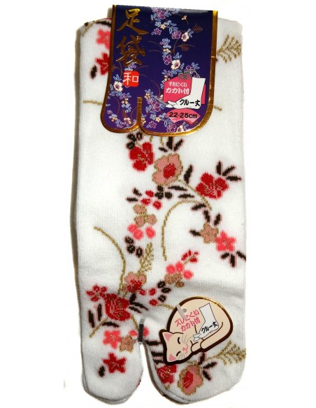 Chaussettes Tabi mi-mollet - Du 35 au 39 - Motifs floraux. Chaussettes doigts à orteils séparés Chaussettes Tabi mi-mollet - Du 35 au 39 - Motifs floraux. Chaussettes doigts à orteils séparés