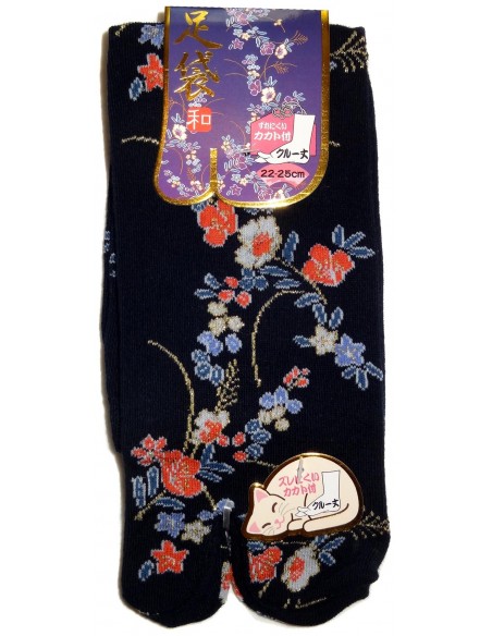 Chaussettes Tabi mi-mollet - Du 35 au 39 - Motifs floraux. Chaussettes doigts à orteils séparés Chaussettes Tabi mi-mollet - Du 35 au 39 - Motifs floraux. Chaussettes doigts à orteils séparés