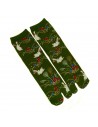 Japanese split toes socks. Crew Tabi socks - Size 35 to 39 - Rabbits and wild flowers