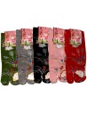 Japanese split toes socks. Crew Tabi socks - Size 35 to 39 - Rabbits and wild flowers
