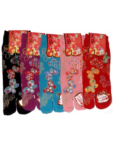 Chaussettes japonaises Tabi - Du 35 au 39 - Papillons. Chaussettes doigts originales.