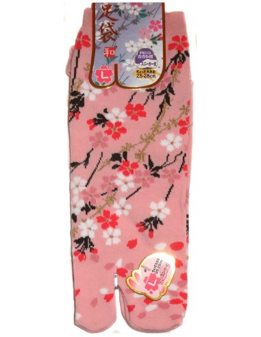 Tabi socks Size 39 to 43 - Sakura prints. Japanese split toes socks.