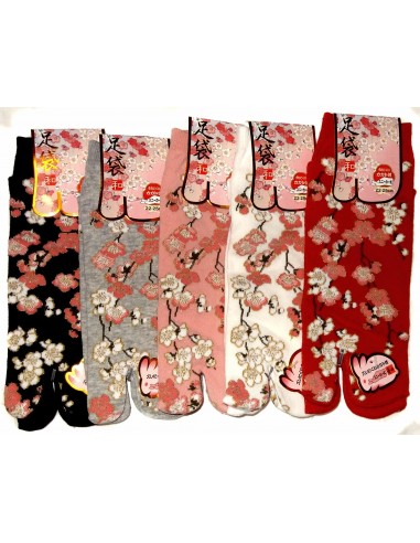 Chaussettes japonaises Tabi - Du 35 au 39 - Motifs de fleurs de cerisier