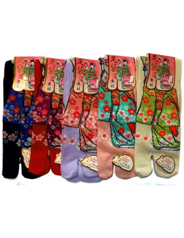 Chaussettes Tabi mi-mollet - Du 35 au 39 - Maiko. Chaussettes pour tong avec orteils séparés.