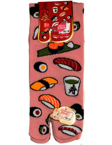 Chaussettes Tabi mi-mollet - Du 35 au 39 - Autour du sushi. Chaussettes à orteils séparés pour tongs.
