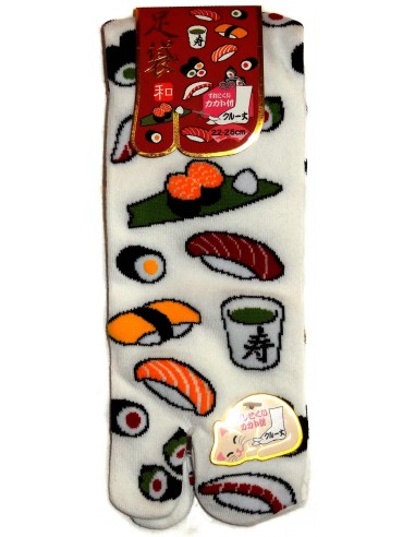 Chaussettes Tabi mi-mollet - Du 35 au 39 - Autour du sushi. Chaussettes à orteils séparés pour tongs.